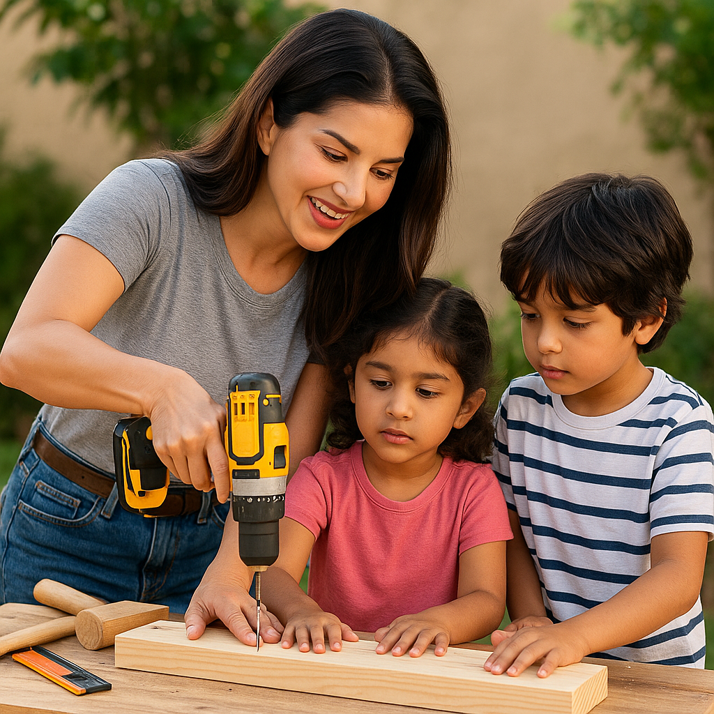 Sunny Leone Turns Carpenter For A Day A Heartfelt Woodwork Session With Her Kids